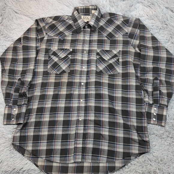 Ely Cattleman Other - Vintage Ely Cattleman Shirt Mens L Gray Western Pearl Snap Rancher Rodeo Chore